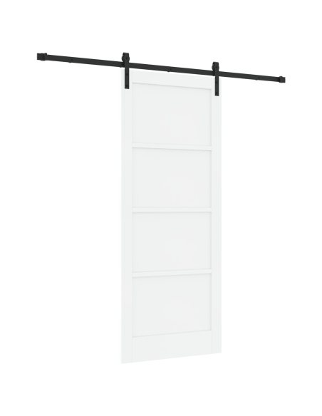 Porta Scorrevole  con Set di Accessori Bianca 86x211 cm in Legno Massello di Pino, Porta Interna 'ORKDAL'Bianca 86x211x4 cm in L