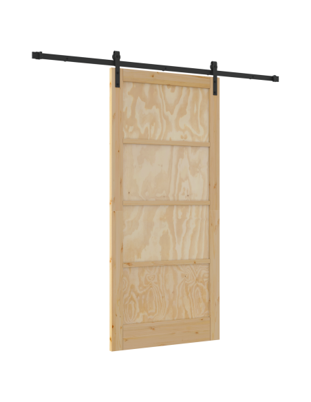 Porta Scorrevole  con Set di Ferramenta 93x202 cm in Legno Massello di Pino, Porta Interna