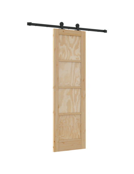 Porta Scorrevole  con Set di Ferramenta 'ORKDAL'in Legno Massello di Pino, Porta Interna  'ORKDAL'61x198.5 cm in Legno Massello 