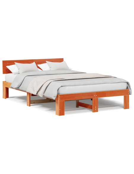 Struttura Letto con Testiera Marrone Cerato 120x200 cm Legno Massello di Pino