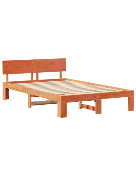 Struttura Letto con Testiera Marrone Cerato 120x200 cm Legno Massello di Pino