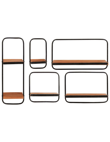 Mensole da Parete 5 pz in Legno Massello di Acacia