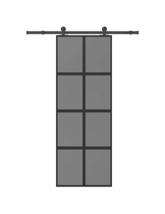Porta Scorrevole Ferramenta 76x205 cm Vetro Temperato Alluminio