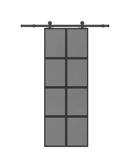 Porta Scorrevole Ferramenta 76x205 cm Vetro Temperato Alluminio