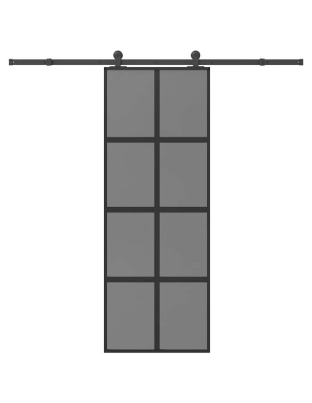 Porta Scorrevole Ferramenta 76x205 cm Vetro Temperato Alluminio