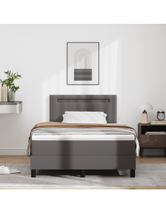 Letto a molle con materasso Grigio 120 x 200 cm Pelle sintetica 2