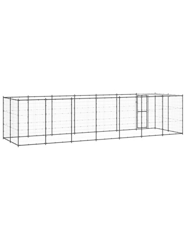 Gabbia per Cani da Esterno in Acciaio con Tetto 16,94 m²