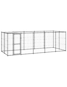 Gabbia per Cani da Esterno in Acciaio con Tetto 12,1 m²