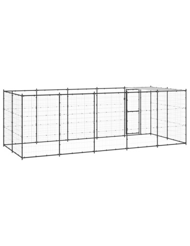 Gabbia per Cani da Esterno in Acciaio con Tetto 12,1 m²
