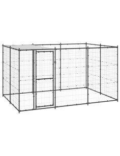 Gabbia per Cani da Esterno in Acciaio con Tetto 7,26 m²
