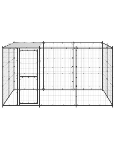 Gabbia per Cani da Esterno in Acciaio con Tetto 7,26 m²