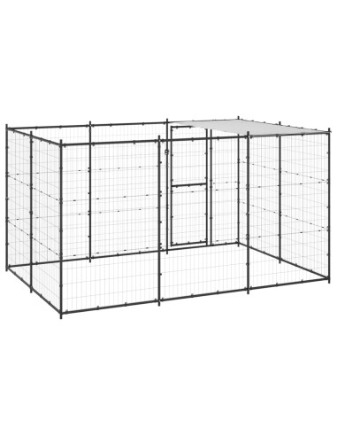 Gabbia per Cani da Esterno in Acciaio con Tetto 7,26 m²