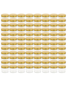 Vasi per Marmellata in Vetro Coperchio Oro 96 pz 110 ml