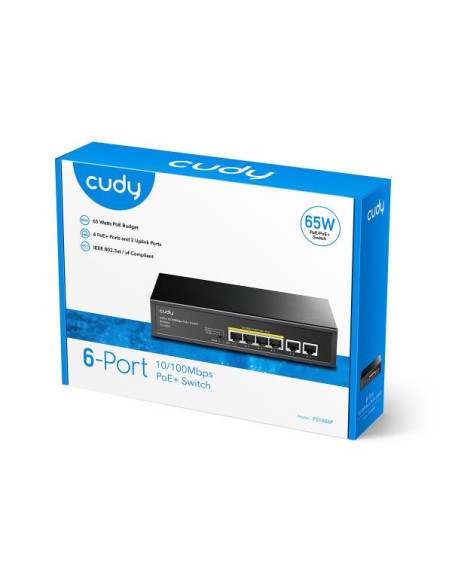Cudy FS1006P switch di rete Fast Ethernet (10/100) Supporto Power over Ethernet (PoE) Nero
