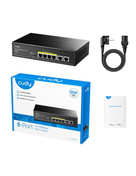 Cudy FS1006P switch di rete Fast Ethernet (10/100) Supporto Power over Ethernet (PoE) Nero
