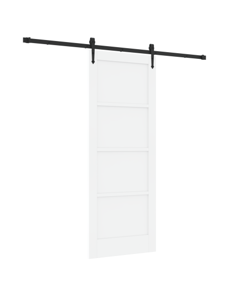 Porta Scorrevole con Set di Accessori 'ORKDAL'Bianca in Legno Massello di Pino