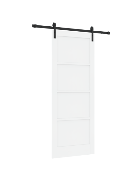 Porta Scorrevole con Set di Accessori Bianca 83x211 cm in Legno Massello di Pino
