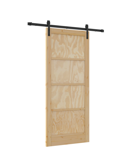 Porta Scorrevole  con Set di Ferramenta 86x198.5 cm in Legno Massello di Pino, Porta Interna  'ORKDAL'86x198.5x4 cm in Legno Mas