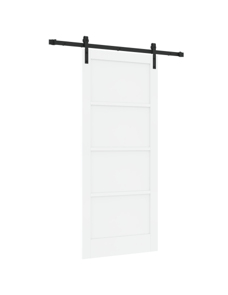 Porta Scorrevole con Set di Ferramenta Bianca 86x198.5 cm in Legno Massiccio di Pino