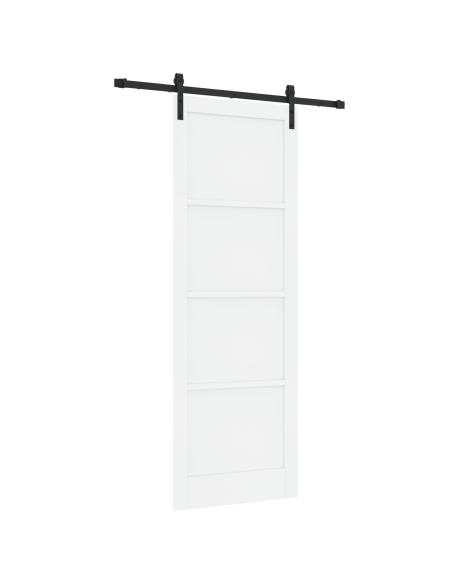 Porta Scorrevole con Kit di Montaggio Bianca 83x232 cm in Legno Massello di Pino