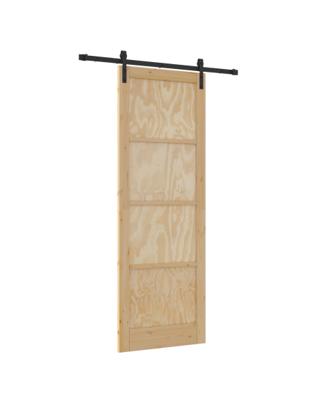 Porta Scorrevole con Set di Ferramenta 83x232 cm in Legno Massello di Pino