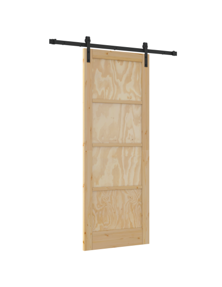 Porta Scorrevole con Set di Hardware 78x202 cm Legno Massiccio Pino