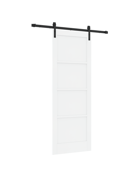 Porta Scorrevole con Set di Accessori Bianca 78x211 cm in Legno Massello di Pino