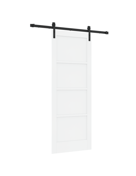 Porta Scorrevole con Hardware Bianca 78x202 cm in Legno Massello di Pino