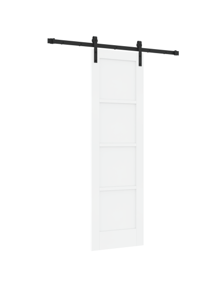 Porta Scorrevole con Set di Ferramenta Bianca 61x198.5 cm Legno di Pino Massiccio, porta Interna  ‘ORKDAL’ Bianca 61x198.5x4