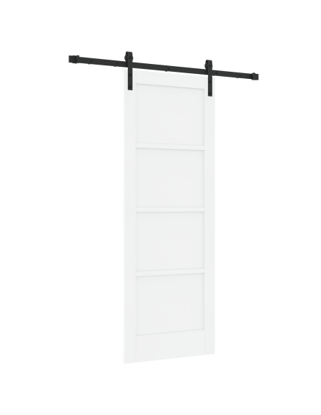 Porta Scorrevole  con Set di Ferramenta Bianco 73.5 x 198.5 cm Legno di Pino Massello, Porta Interna  'ORKDAL'Bianco 73.5 x 198.