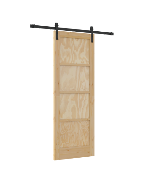 Porta Scorrevole con Set di Accessori 73.5x198.5 cm Legno Massello di Pino