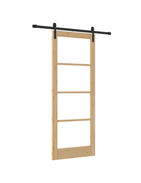 Porta scorrevole  con set hardware 'ORKDAL'83x211 cm, Porta interna  con vetro 'ORKDAL'83x211x4 cm in legno massello di pino