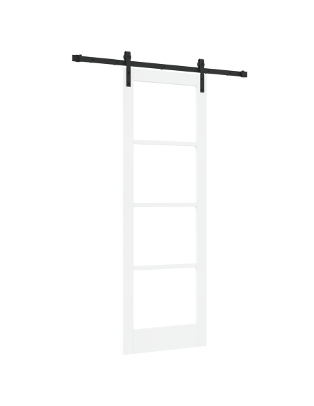 Porta Scorrevole  con Set di Ferramenta "ORKDAL" Bianca 73,5x211 cm, Porta Interna  con Vetro "ORKDAL" Bianca 73,5x211x4 cm