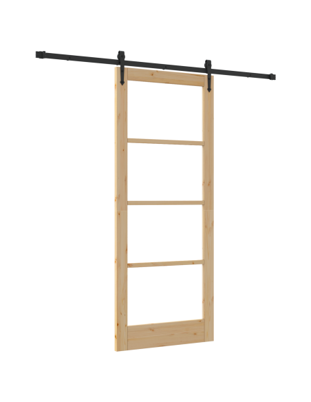 Porta scorrevole  con set di accessori "ORKDAL" 86x211 cm, Porta interna  con vetro "ORKDAL" 86x211x4 cm legno massello di pino