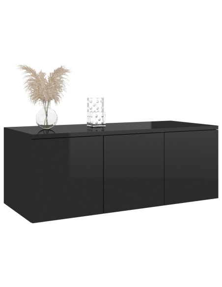 Mobile Porta TV Nero Lucido 80x34x30 cm in Legno Multistrato