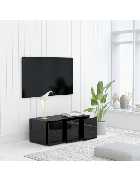Mobile Porta TV Nero Lucido 80x34x30 cm in Legno Multistrato