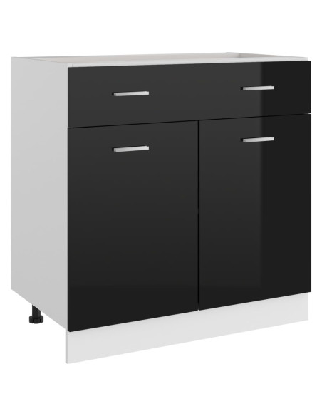 Armadio Inferiore Cassetto “Lyon” Nero Lucido 80x46x81,5cm
