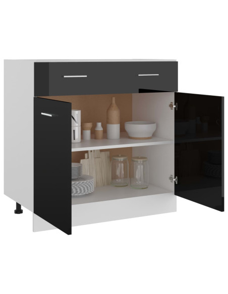 Armadio Inferiore Cassetto “Lyon” Nero Lucido 80x46x81,5cm