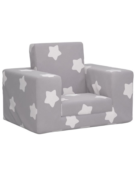 Divano Letto Bambini Grigio Chiaro con Stelle Morbido Peluche