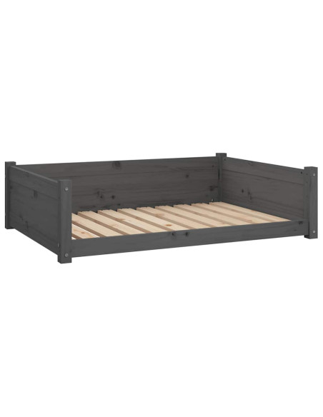 Cuccia per Cani Grigia 95,5x65,5x28cm in Legno Massello di Pino
