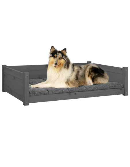 Cuccia per Cani Grigia 95,5x65,5x28cm in Legno Massello di Pino