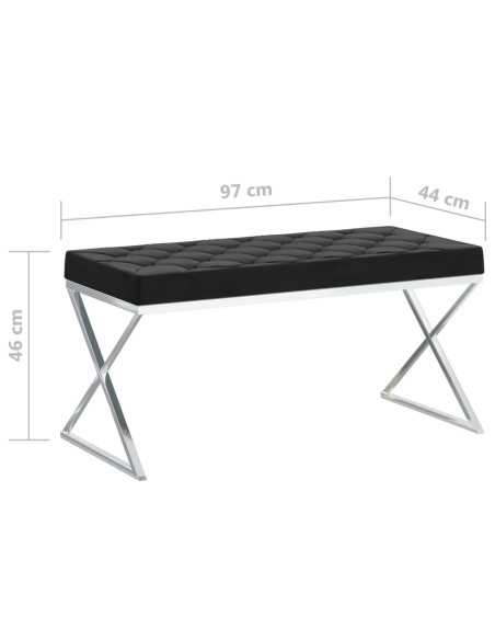 Panca 97 cm Nera in Velluto e Acciaio Inossidabile