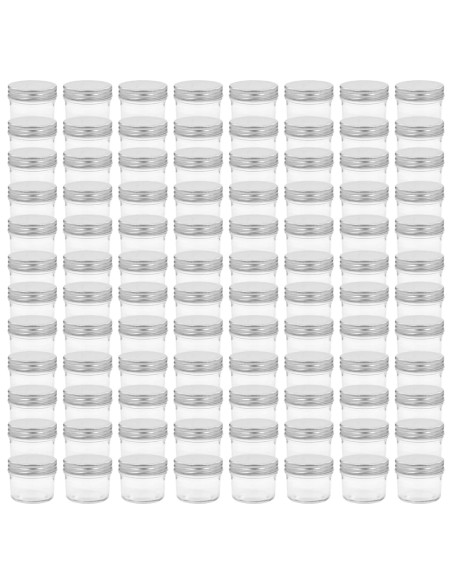 Vaso per Marmellata in Vetro Coperchio Argento 96 pz 110 ml
