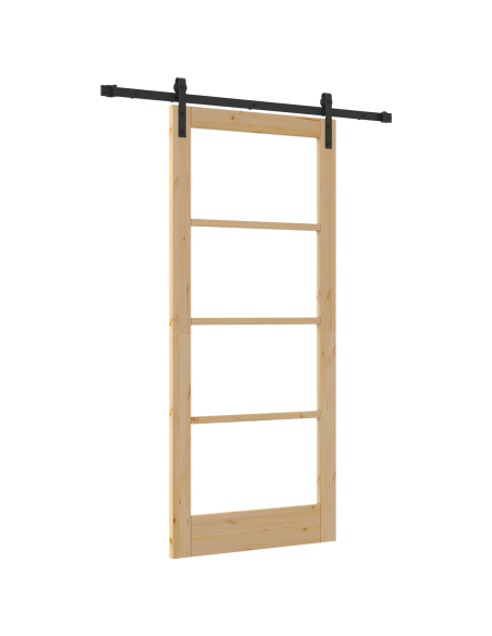 Porta Scorrevole  con set di hardware 'ORKDAL'86x198.5 cm, Porta Interna  con vetro 'ORKDAL'86x198.5x4 cm Legno massello di pino