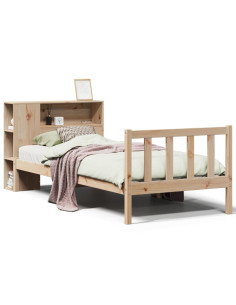 Letto Libreria senza Materasso 90x190 cm Legno Massello Pino
