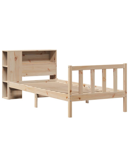 Letto Libreria senza Materasso 90x190 cm Legno Massello Pino