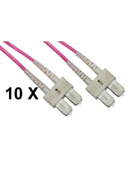 CAVO FIBRA OTTICA SC A SC MULTIMODE DUPLEX OM4 50/125 MT.1 CONF.10PZ - LKSCSC4501E