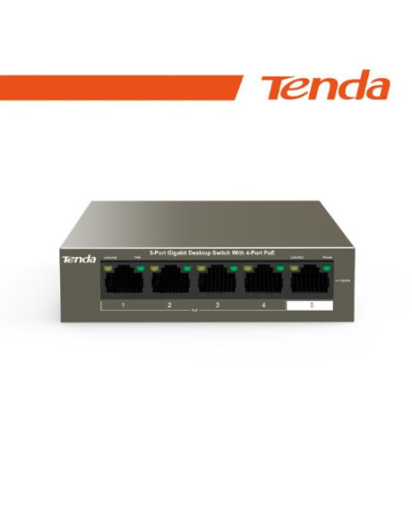 Tenda Switch Desktop 5 Porte 10/100/1000 con 4 Porte PoE - TEG1105P-4-63W