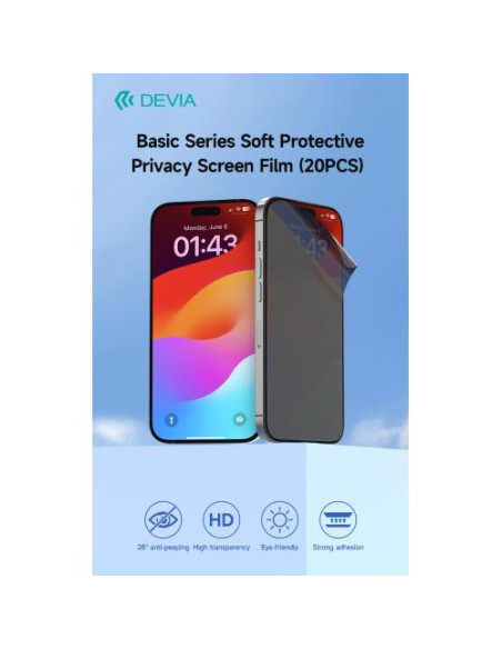 Devia Pellicola Privacy Anti Shock e Graffi Serie Basic Soft 20pz