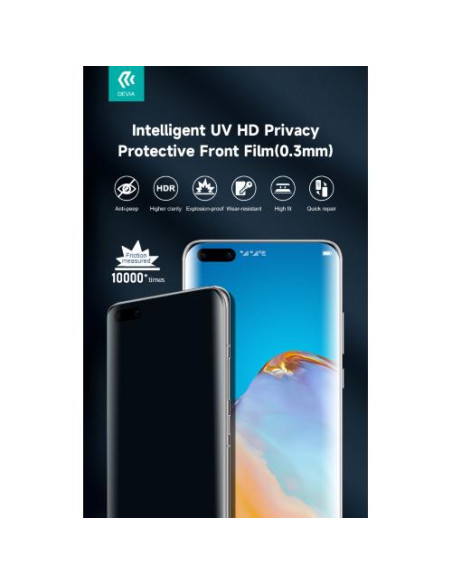 Devia Pellicole 0,3mm UV Privacy trasparente 6H Idrogel